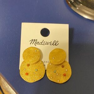 Madewell Gold Textured Pierced Earrings w variety of small stones